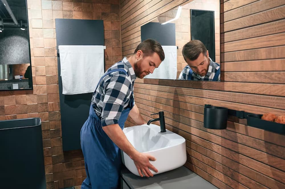 Cómo obtener el permiso de obras para reformar tu baño 2 hombre haciendo reforma en baño