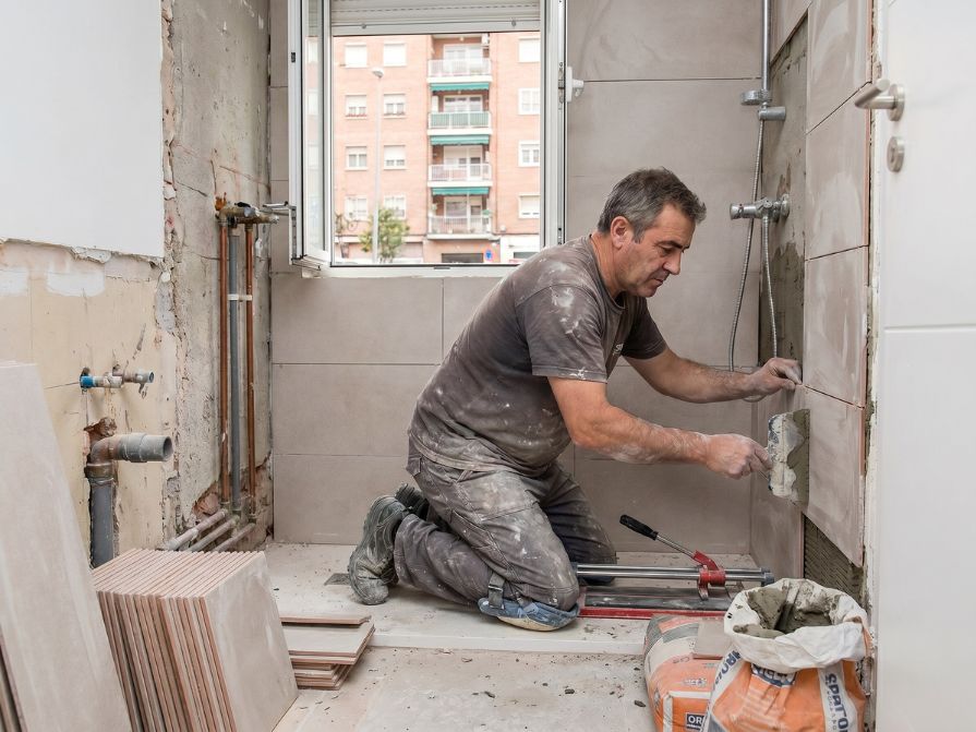 Reforma de baños en Coslada 6 Profesional de Reformad reformando un baño en Coslada