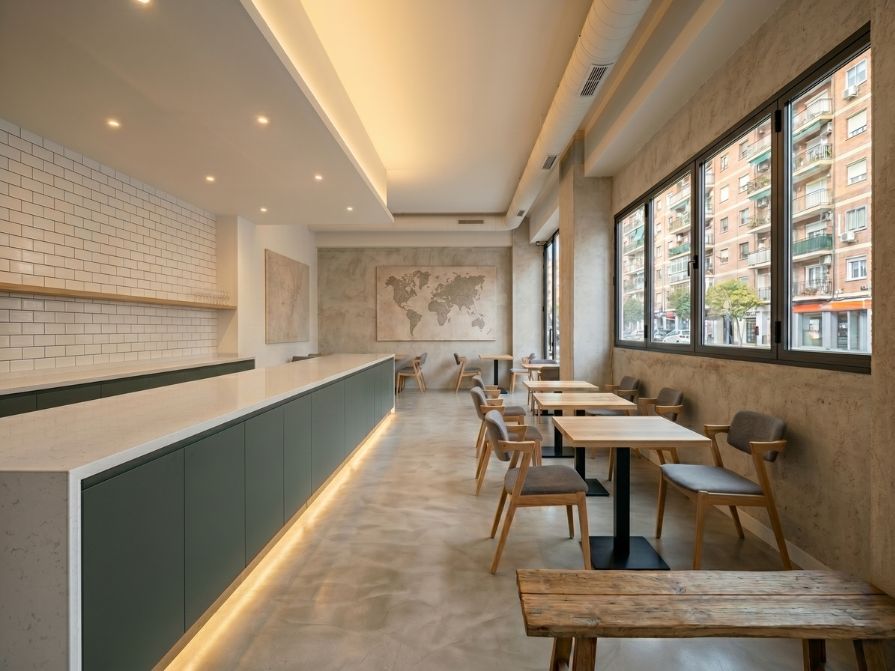 Reforma de locales y restaurantes en Coslada 4 Reforma de cafetería en Coslada con mesas y sillas
