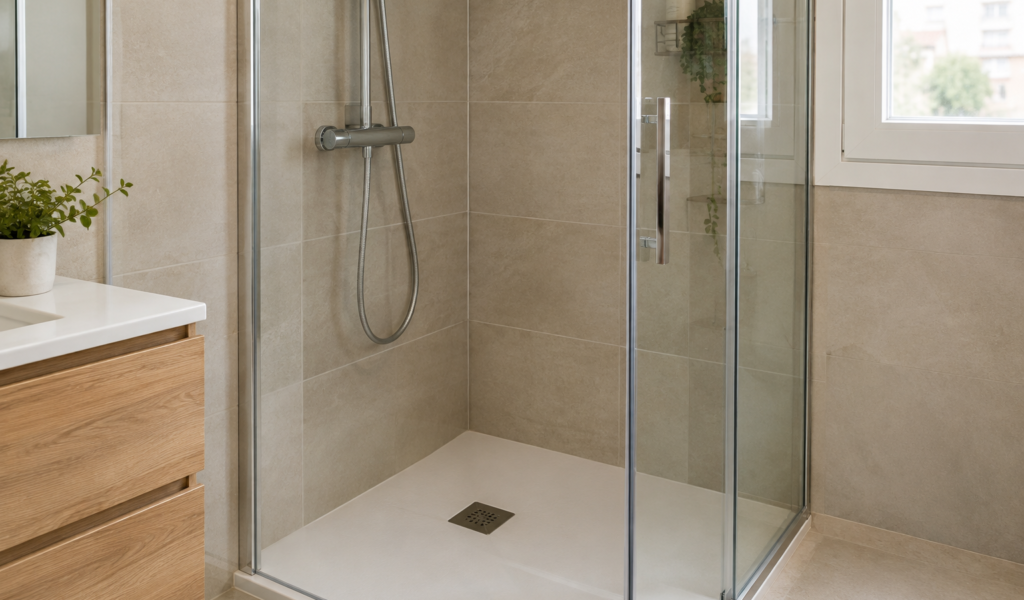 Cambiar bañera por ducha: precio y 1-3 días de obra 5 Ducha con mampara de vidrio instalada en Madrid