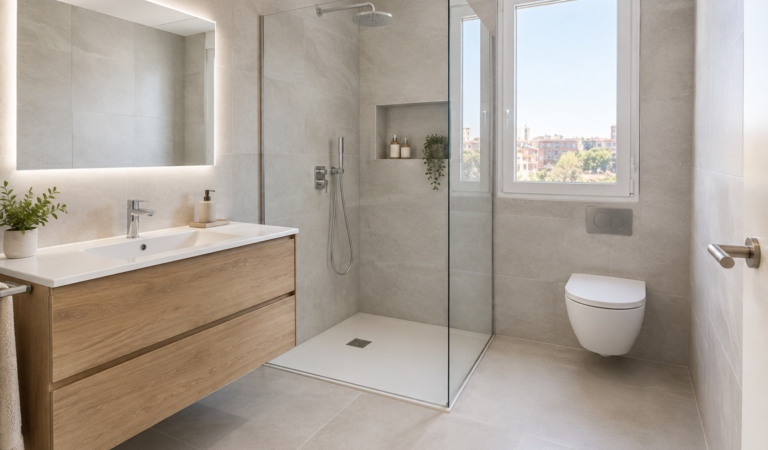 Reforma completa de un baño de 5 m² en Coslada con ducha de obra