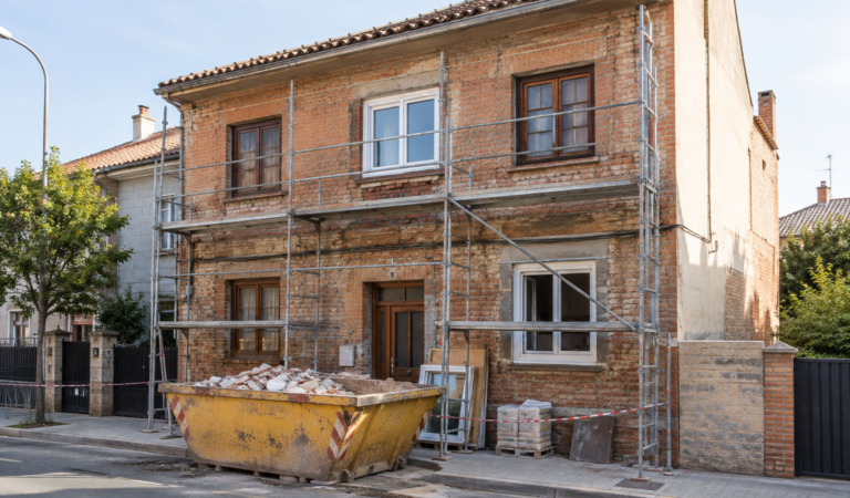 Casa antigua en reforma en el Corredor del Henares con fachada y ventanas nuevas